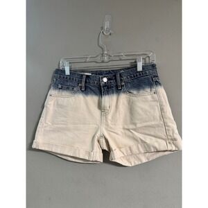 Gap Original Best Girlfriend Shorts Dip Dye Ombre Denim Blue White Size 26